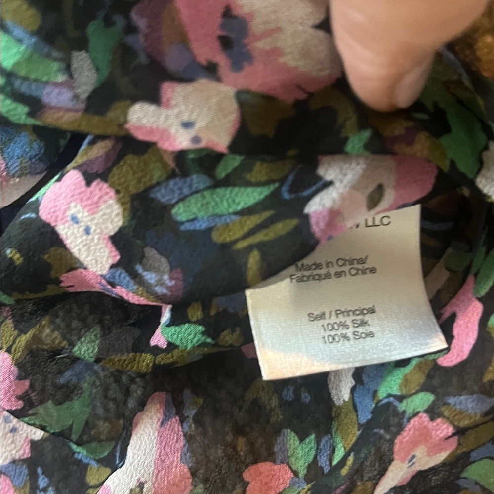Veronica Beard Lowell Blouse- Floral Sheer 100% Silk Blouse - Black and Pink - Picture 8 of 10